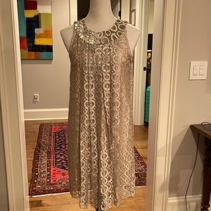 Sparkly mini dress…high neck and sleeveless